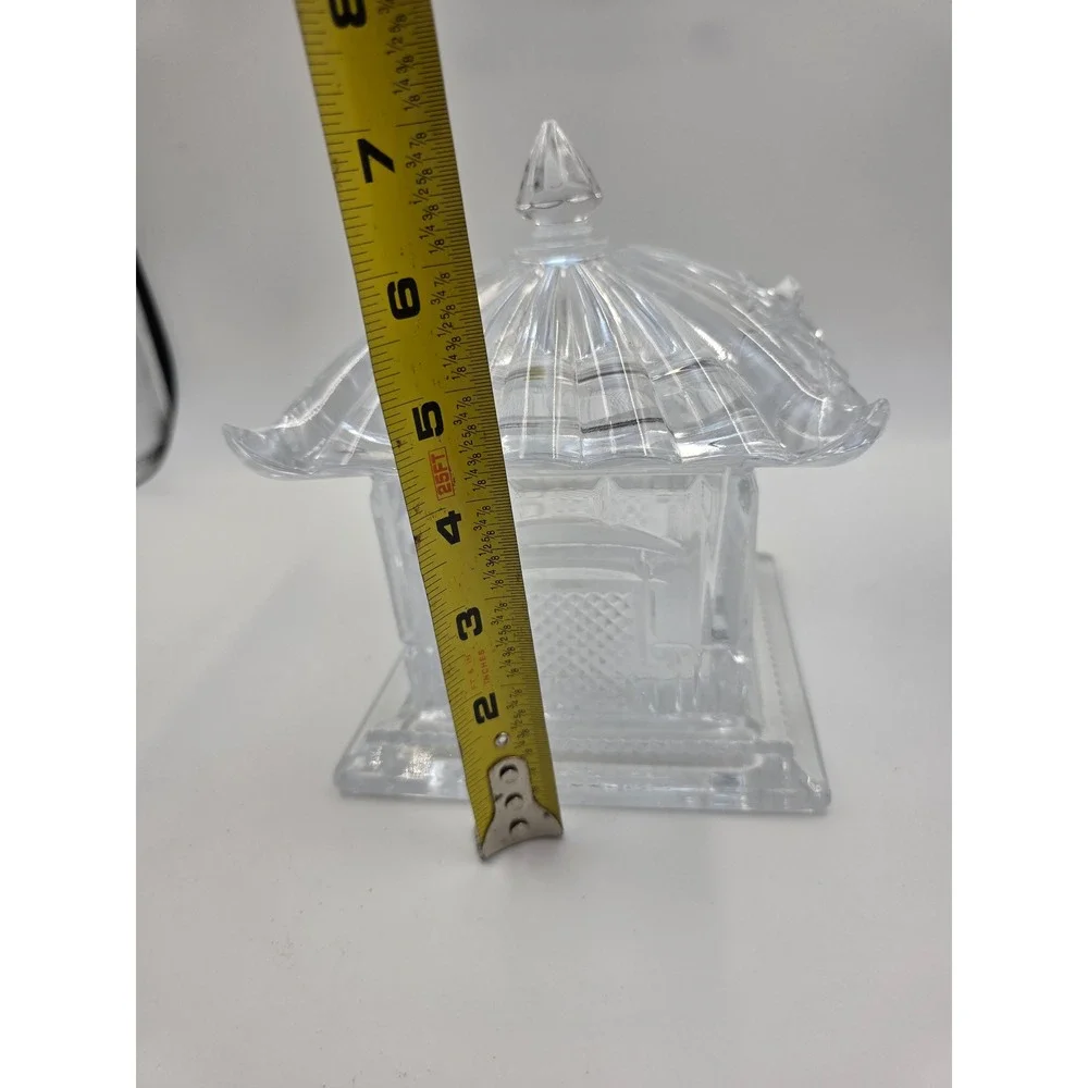 Shannon Crystal Designs of Ireland Pagoda Trinket Box Candy Dish Clear Glass Lid
